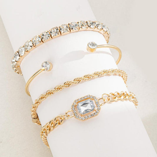 4 Pcs Gemstone Chain Bracelet