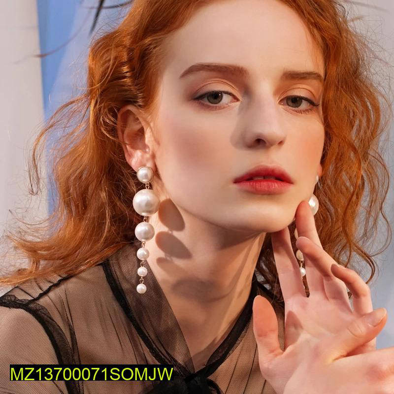 Long Pearl Drop Tassel Earrings