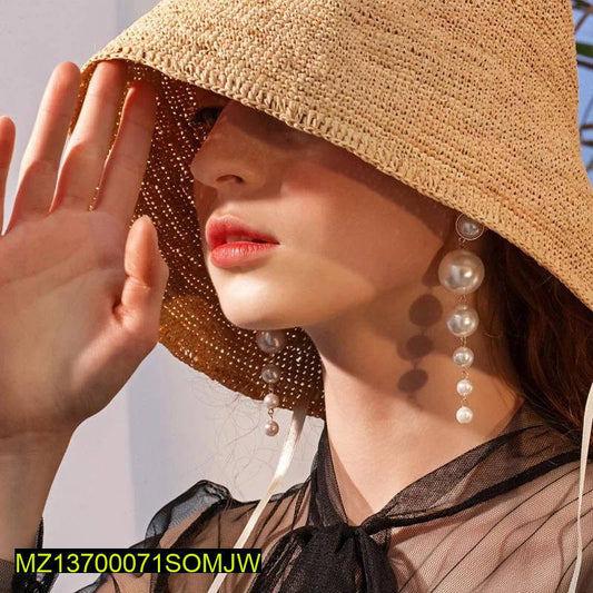 Long Pearl Drop Tassel Earrings