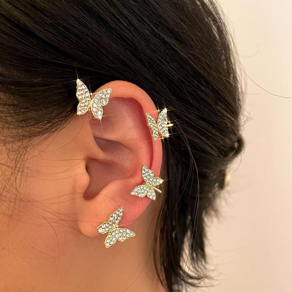 Funky Gold Plated Zircon Ear Cuffs