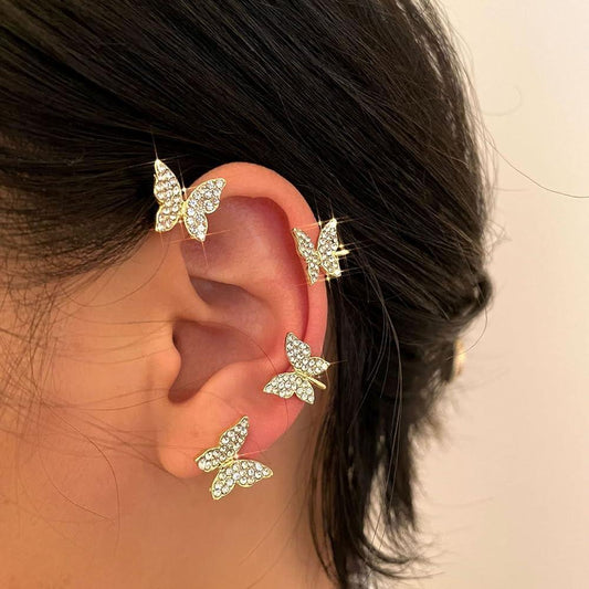 Funky Gold Plated Zircon Ear Cuffs