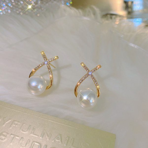 Cross Pearl  Earings